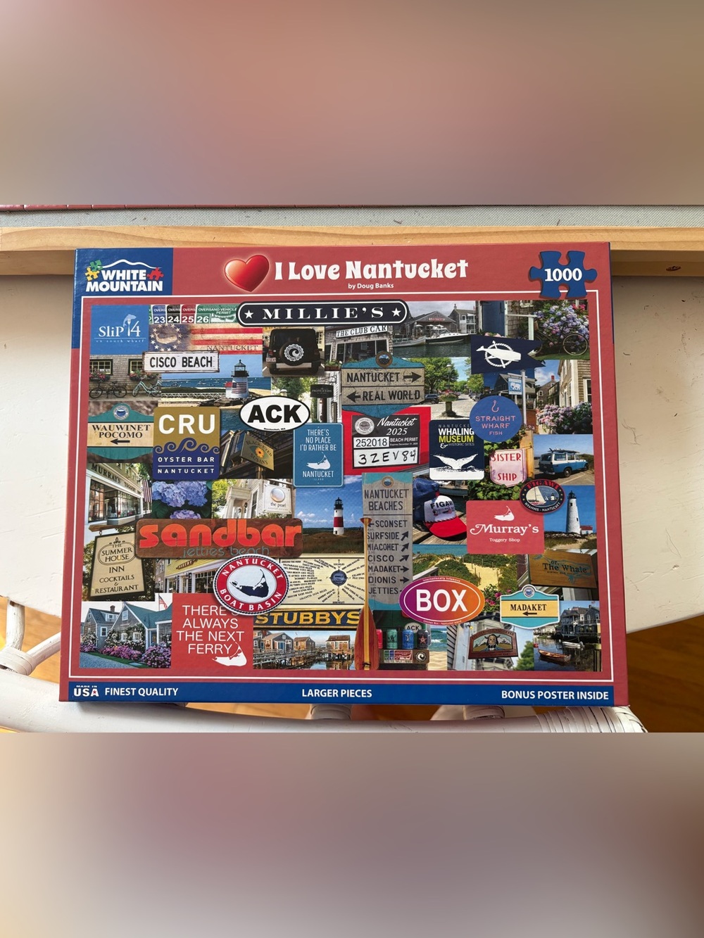 White Mountain I Love Nantucket 1000-Piece Jigsaw Puzzle - Red, Blue, White